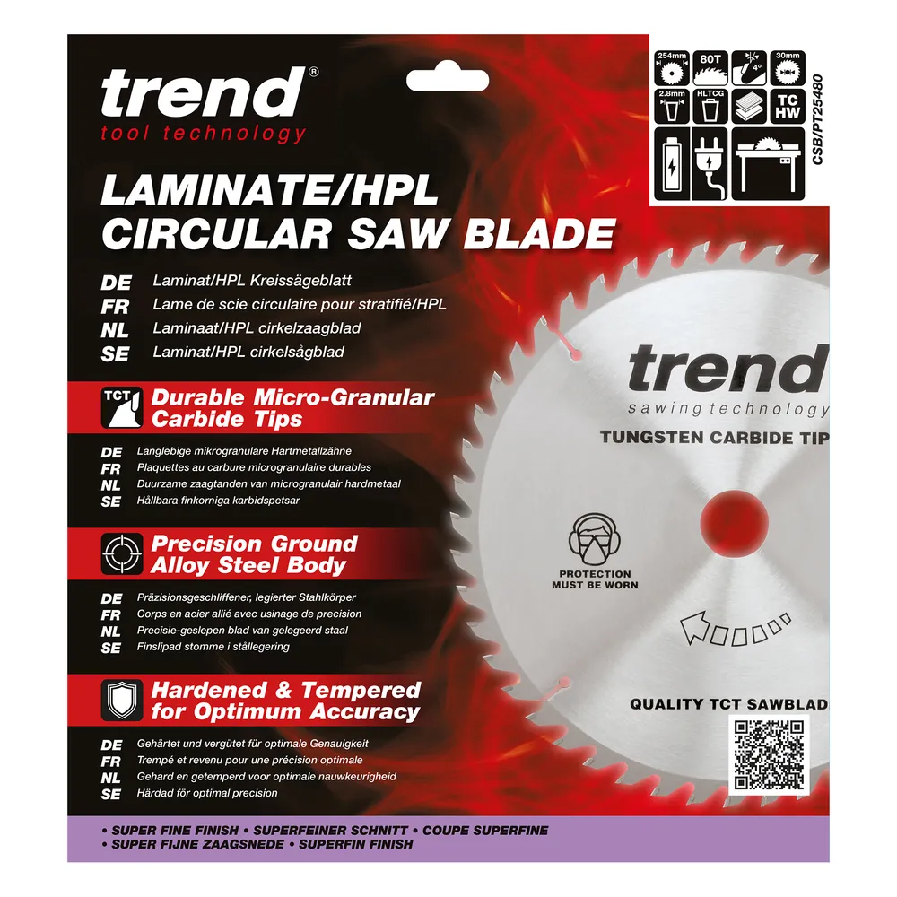 Trend laminat/HPL- Cirkelsågsklinga 254mm x 30mm x 80T