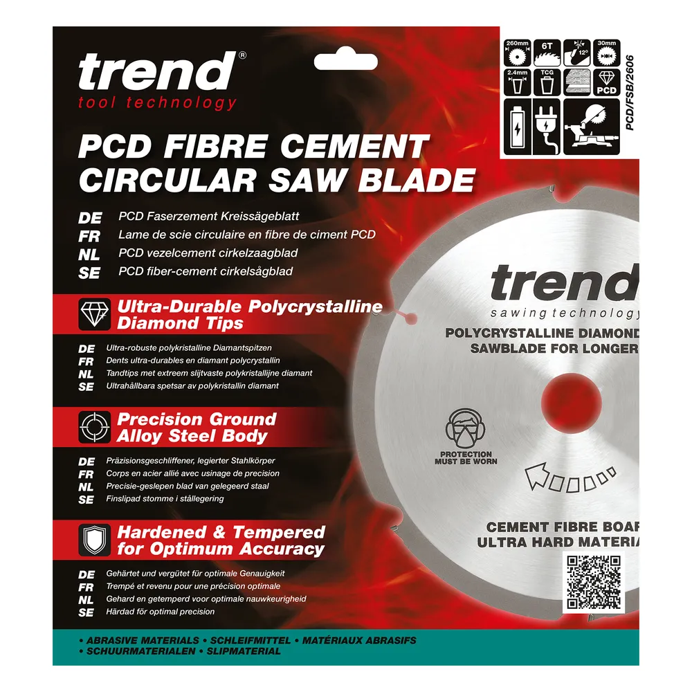 Trend PCD Fibercement- Cirkelsågsklinga 260mm x 30mm x 6T