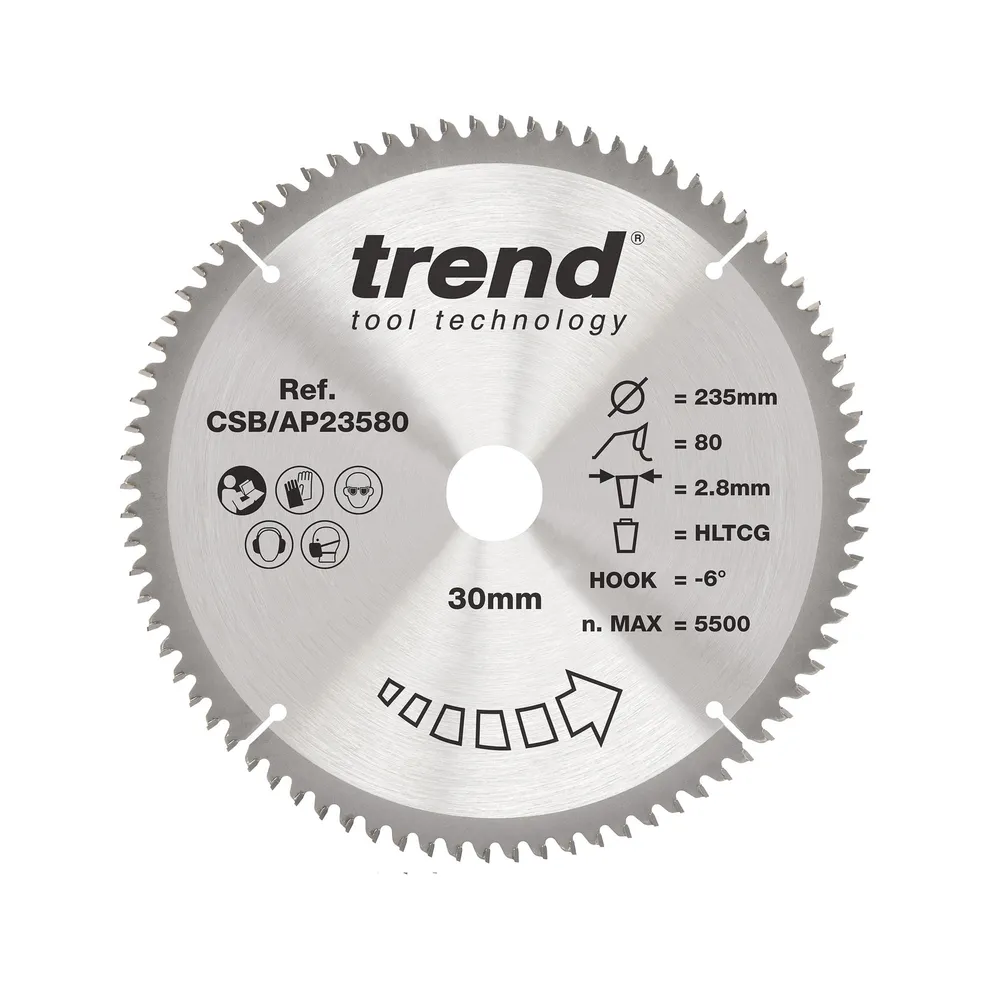 Trend Alu/Plast-Cirkelsågsklinga- 235mm x 30mm x 80T