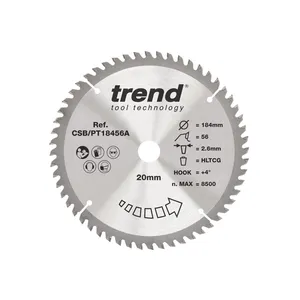 Trend laminat/HPL- Cirkelsågsklinga 184mm x 20mm x 56T