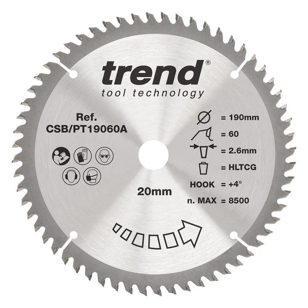 Trend laminat/HPL- Cirkelsågsklinga 190mm x 20mm x 60T
