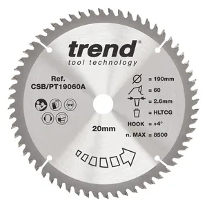Trend laminat/HPL- Cirkelsågsklinga 190mm x 20mm x 60T