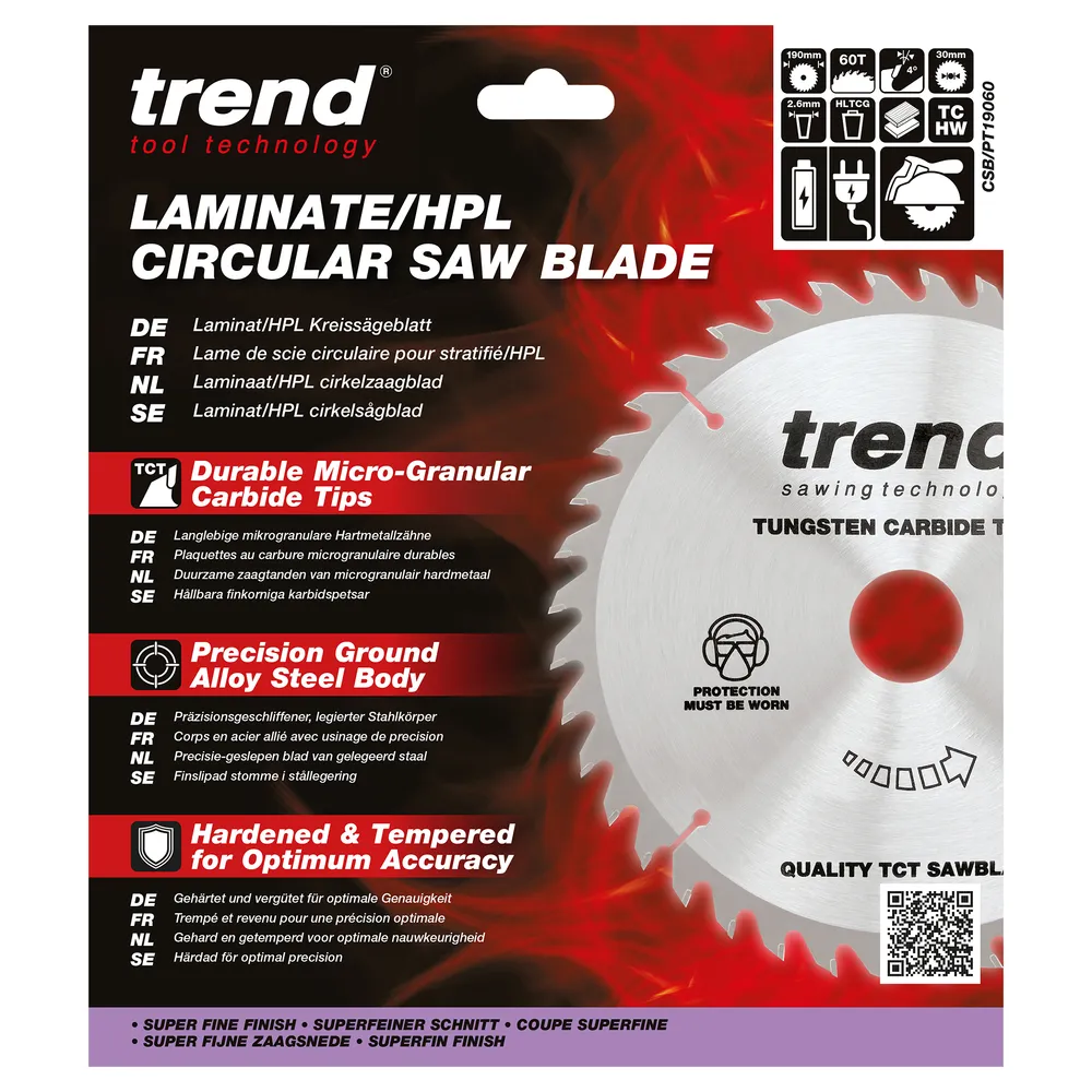 Trend laminat/HPL- Cirkelsågsklinga 190mm x 30mm x 60T