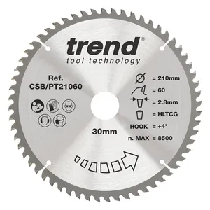 Trend laminat/HPL- Cirkelsågsklinga 210mm x 30mm x 60T