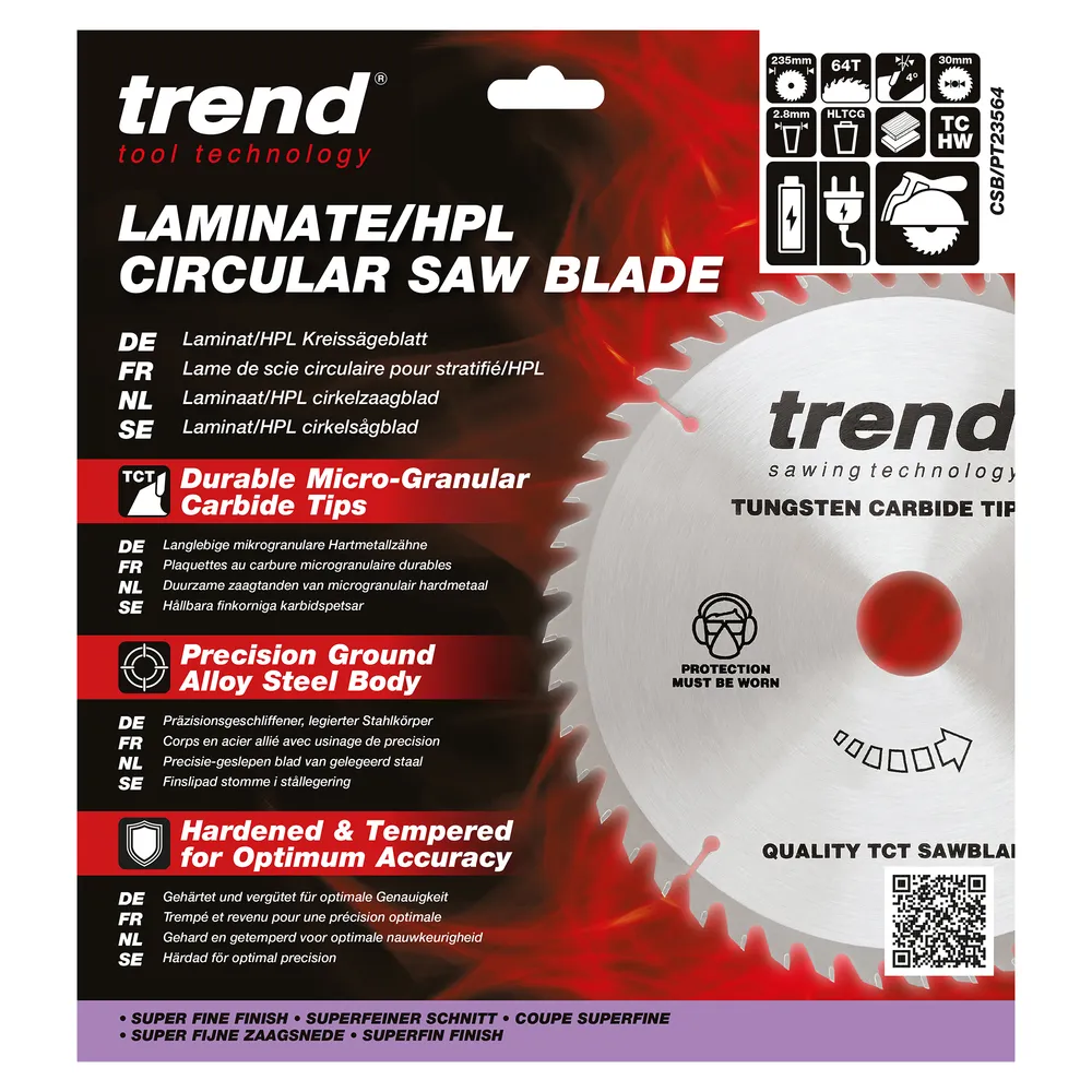Trend laminat/HPL- Cirkelsågsklinga 235mm x 30mm x 64T