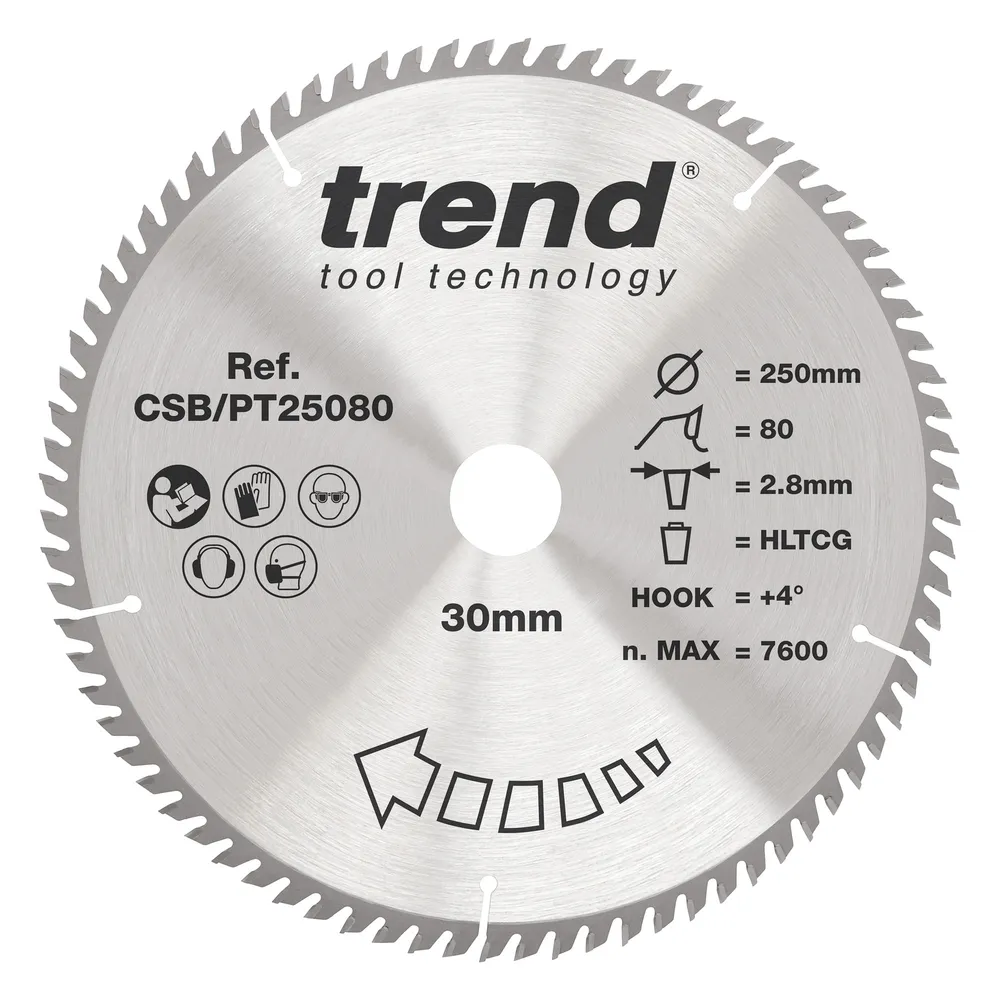 Trend laminat/HPL- Cirkelsågsklinga 250mm x 30mm x 80T