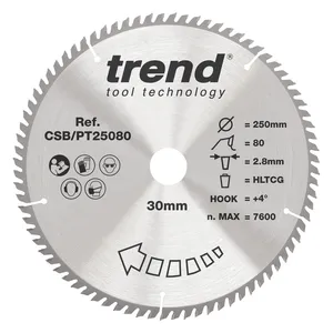 Trend laminat/HPL- Cirkelsågsklinga 250mm x 30mm x 80T