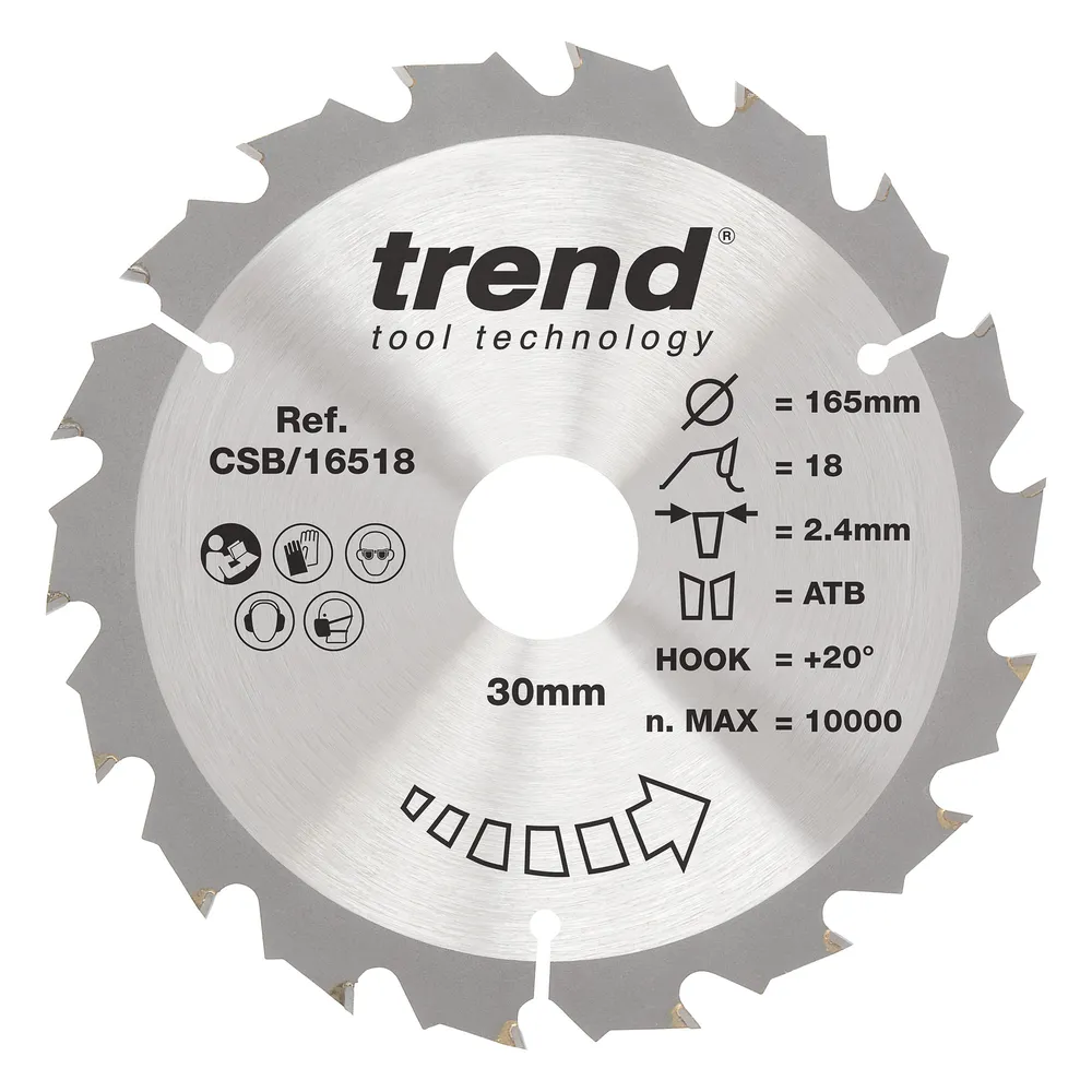 Trend Trä- Cirkelsågsklinga 165mm x 30mm x 18T