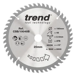 Trend Trä- Cirkelsågsklinga 190mm x 20mm x 48T