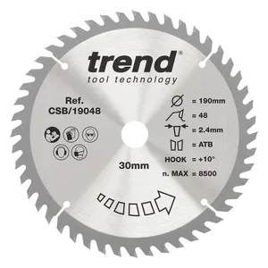 Trend Trä- Cirkelsågsklinga 190mm x 30mm x 48T