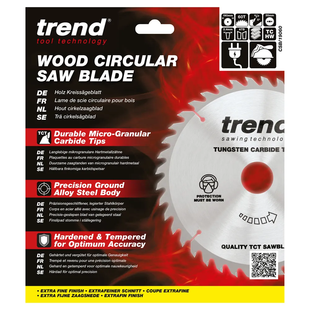 Trend Trä- Cirkelsågsklinga 190mm x 30mm x 60T