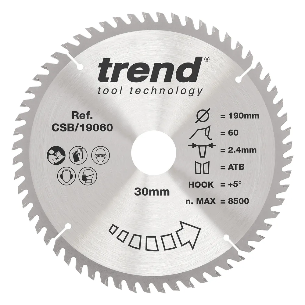 Trend Trä- Cirkelsågsklinga 190mm x 30mm x 60T