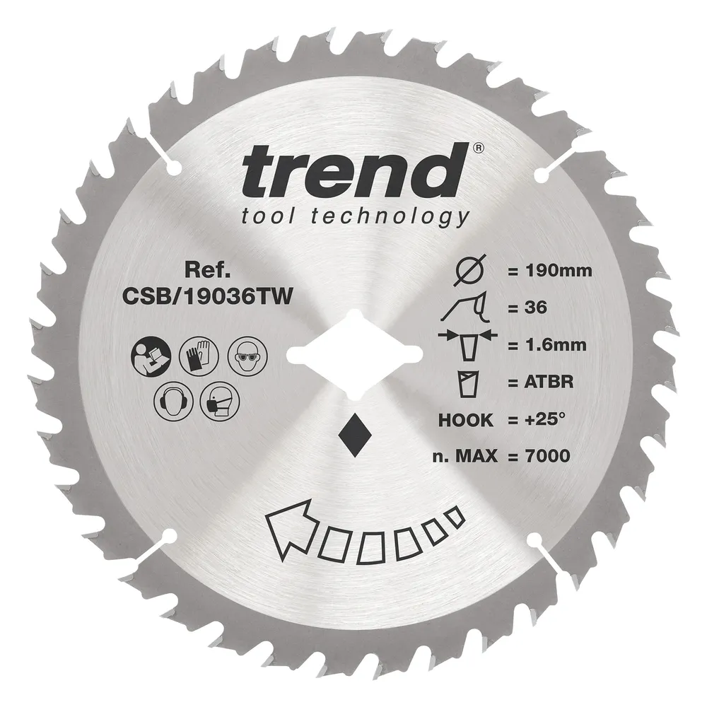 Trend Trä- Batteri- ATBR Cirkelsågsklinga 190mm x Diamondmm x 36T
