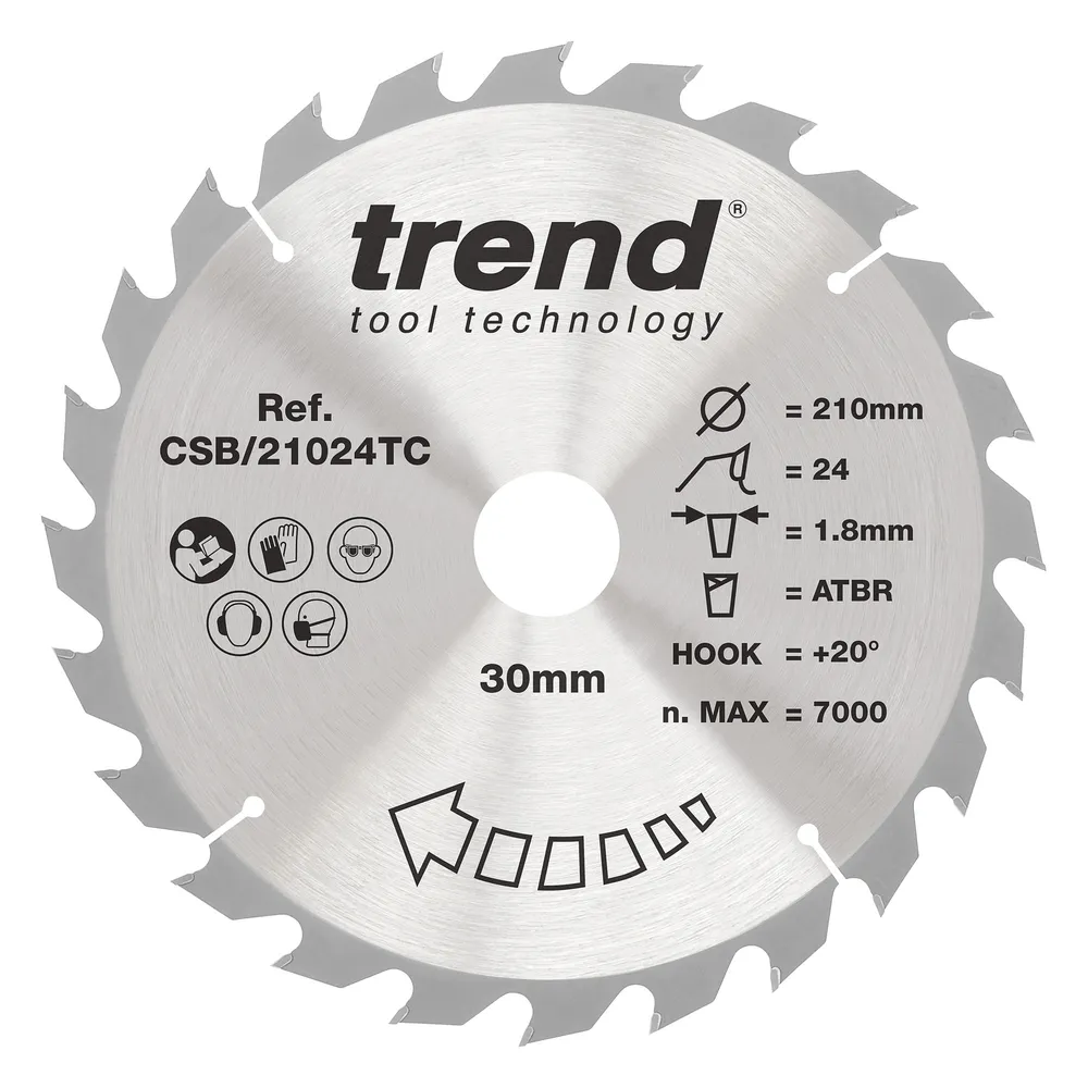 Trend Trä- Batteri- ATBR Cirkelsågsklinga 210mm x 30mm x 24T