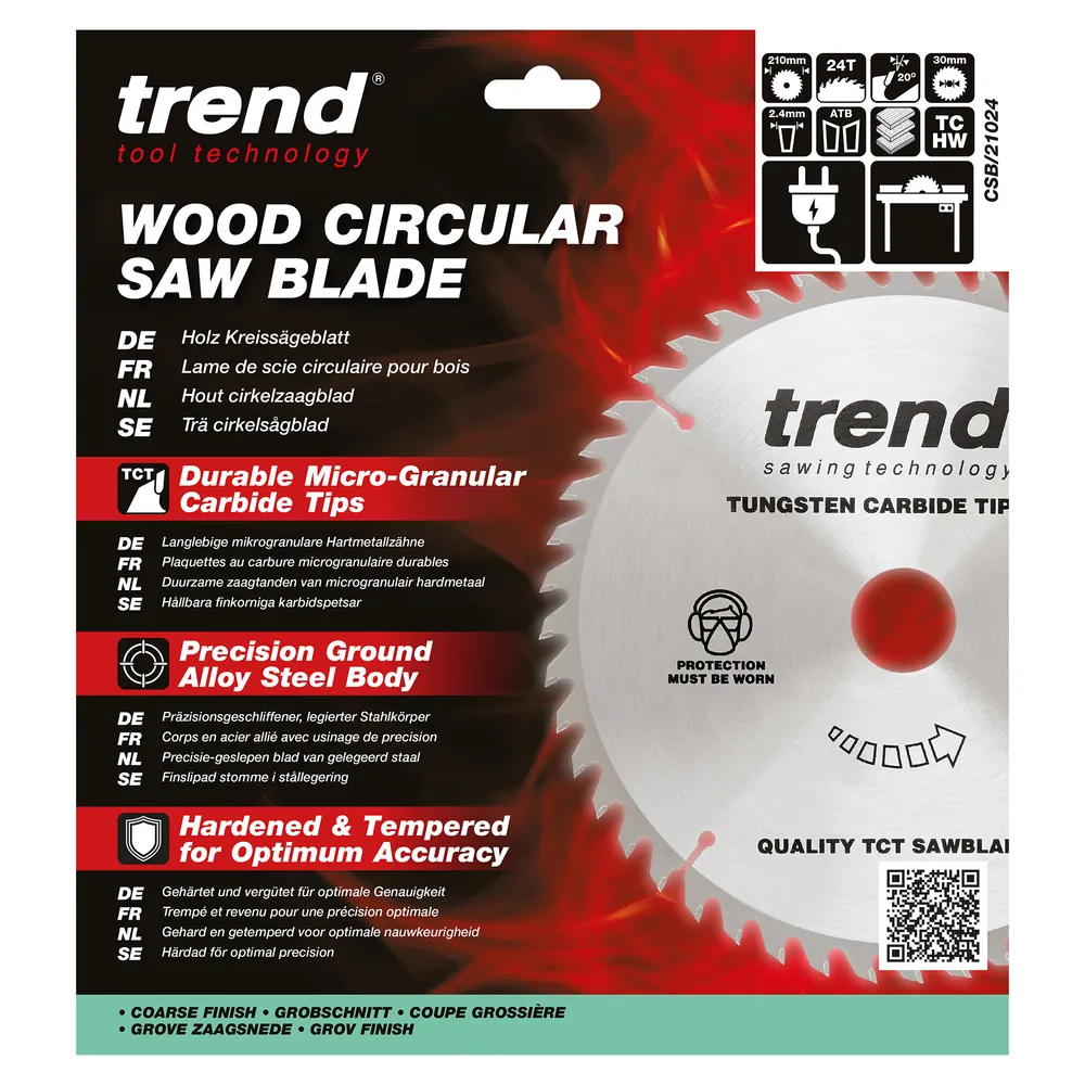 Trend Trä- Cirkelsågsklinga 210mm x 30mm x 24T