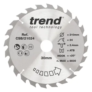 Trend Trä- Cirkelsågsklinga 210mm x 30mm x 24T