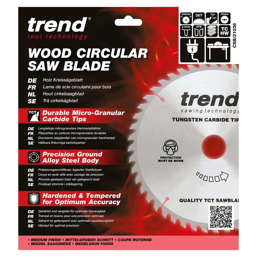 Trend Trä- Cirkelsågsklinga 210mm x 30mm x 36T