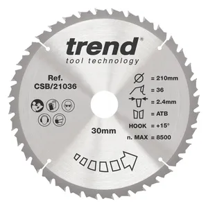Trend Trä- Cirkelsågsklinga 210mm x 30mm x 36T
