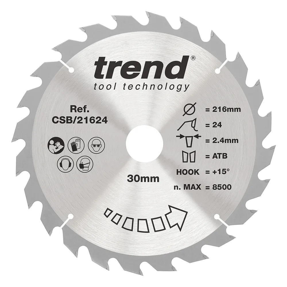 Trend Trä- Cirkelsågsklinga 216mm x 30mm x 24T