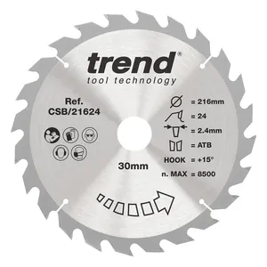 Trend Trä- Cirkelsågsklinga 216mm x 30mm x 24T