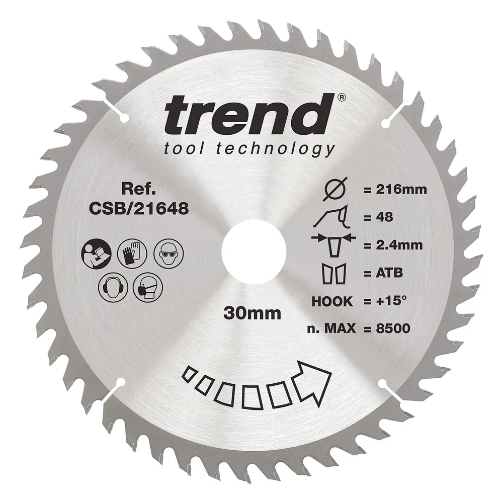 Trend Trä- Cirkelsågsklinga 216mm x 30mm x 48T