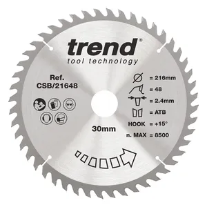 Trend Trä- Cirkelsågsklinga 216mm x 30mm x 48T