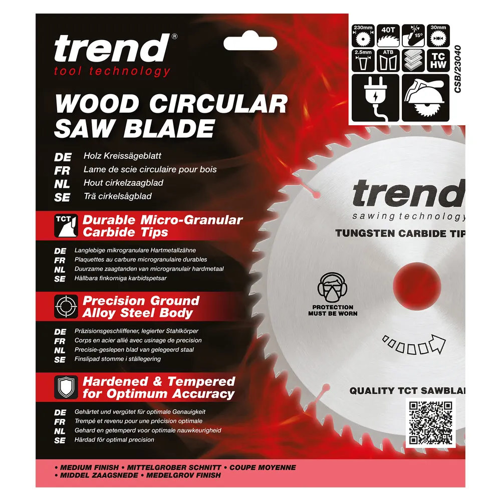 Trend Trä- Cirkelsågsklinga 230mm x 30mm x 40T