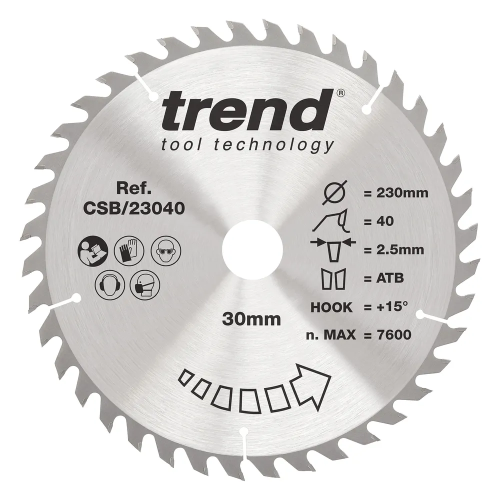 Trend Trä- Cirkelsågsklinga 230mm x 30mm x 40T