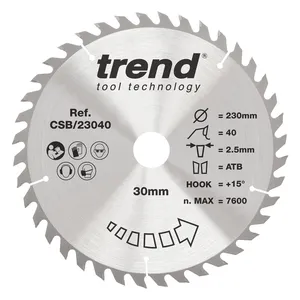 Trend Trä- Cirkelsågsklinga 230mm x 30mm x 40T