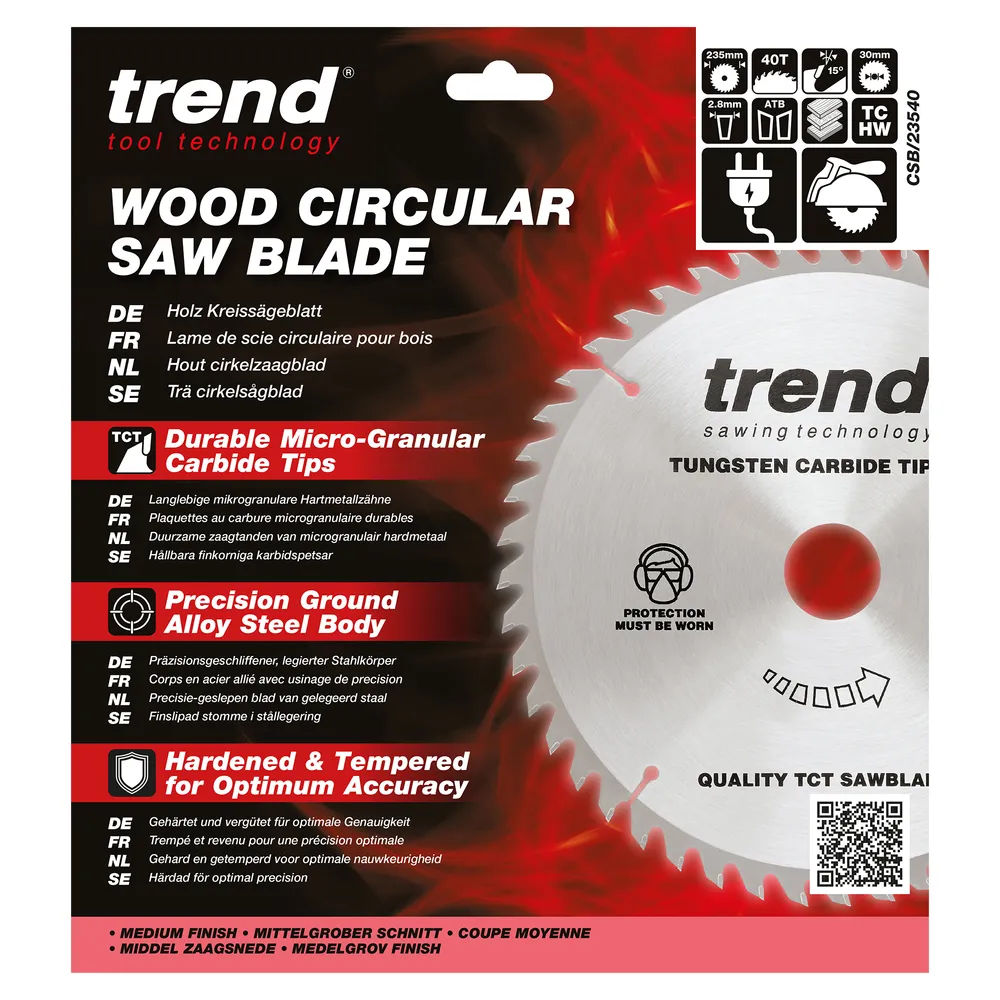 Trend Trä- Cirkelsågsklinga 235mm x 30mm x 40T