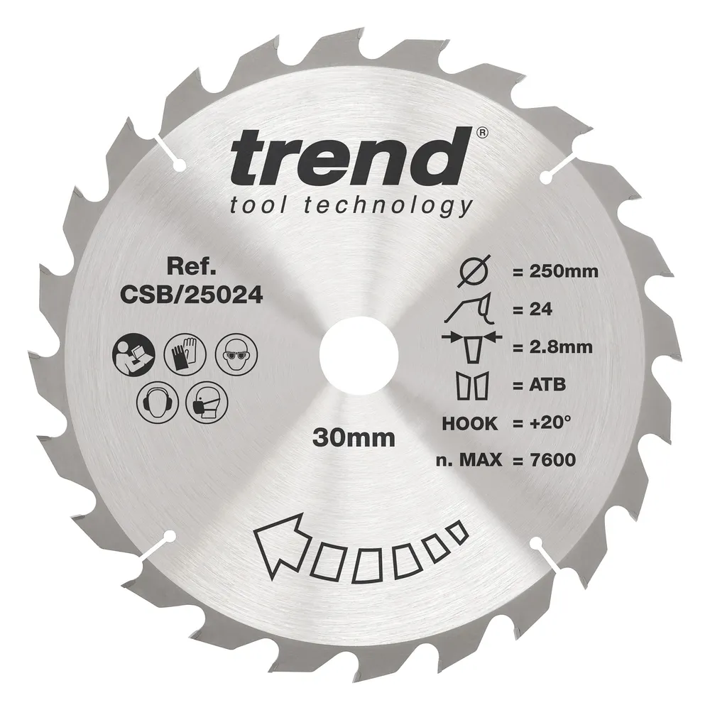 Trend Trä- Cirkelsågsklinga 250mm x 30mm x 24T