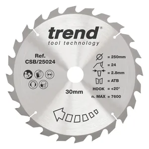 Trend Trä- Cirkelsågsklinga 250mm x 30mm x 24T