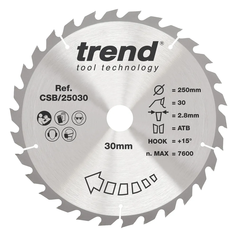 Trend Trä- Cirkelsågsklinga 250mm x 30mm x 30T