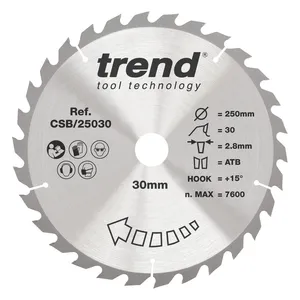 Trend Trä- Cirkelsågsklinga 250mm x 30mm x 30T