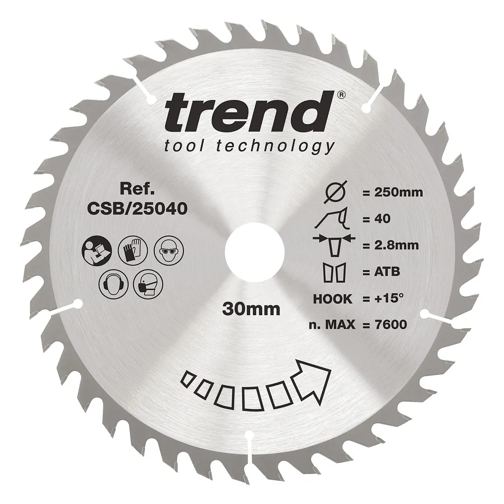Trend Trä- Cirkelsågsklinga 250mm x 30mm x 40T