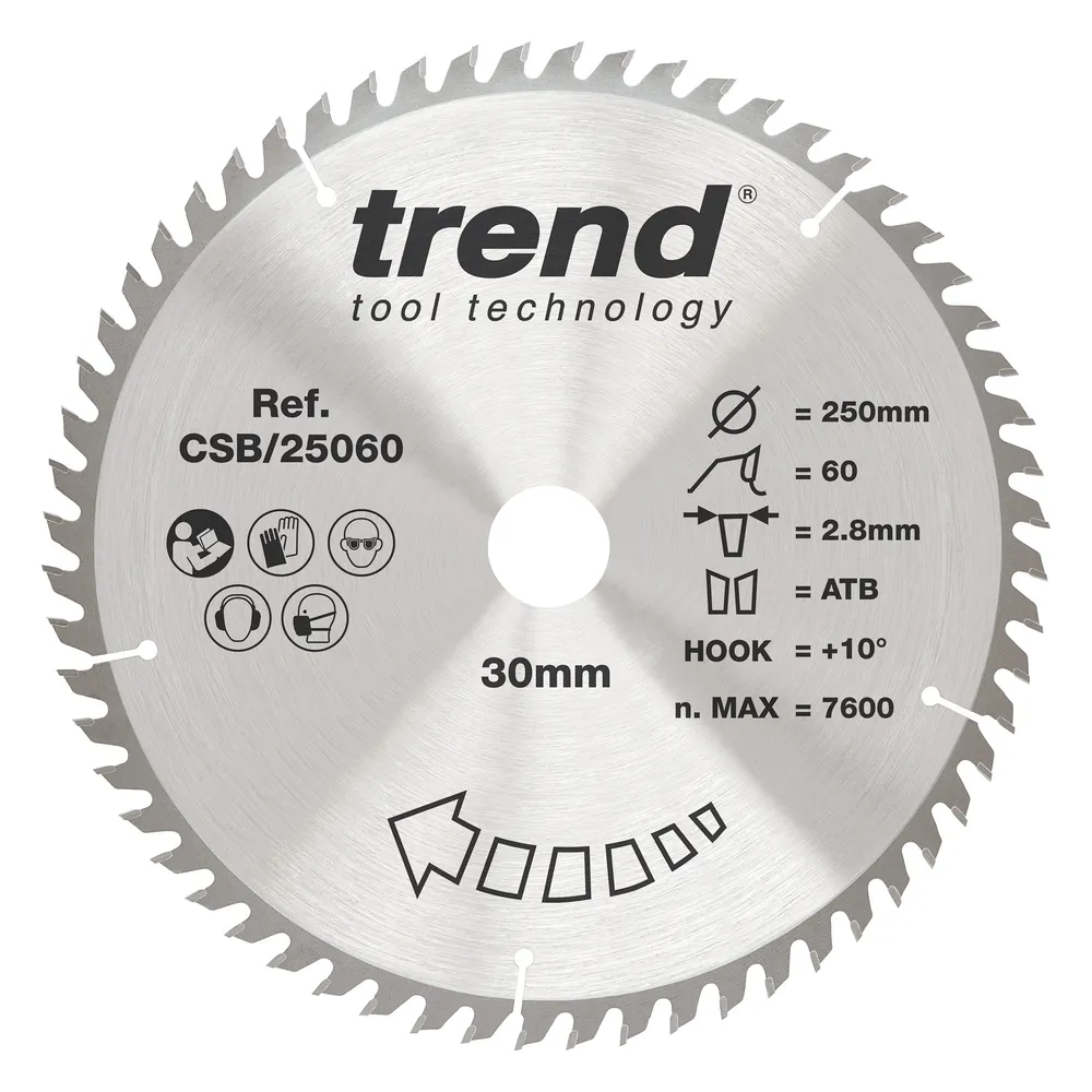 Trend Trä- Cirkelsågsklinga 250mm x 30mm x 60T