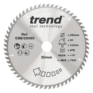 Trend Trä- Cirkelsågsklinga 250mm x 30mm x 60T