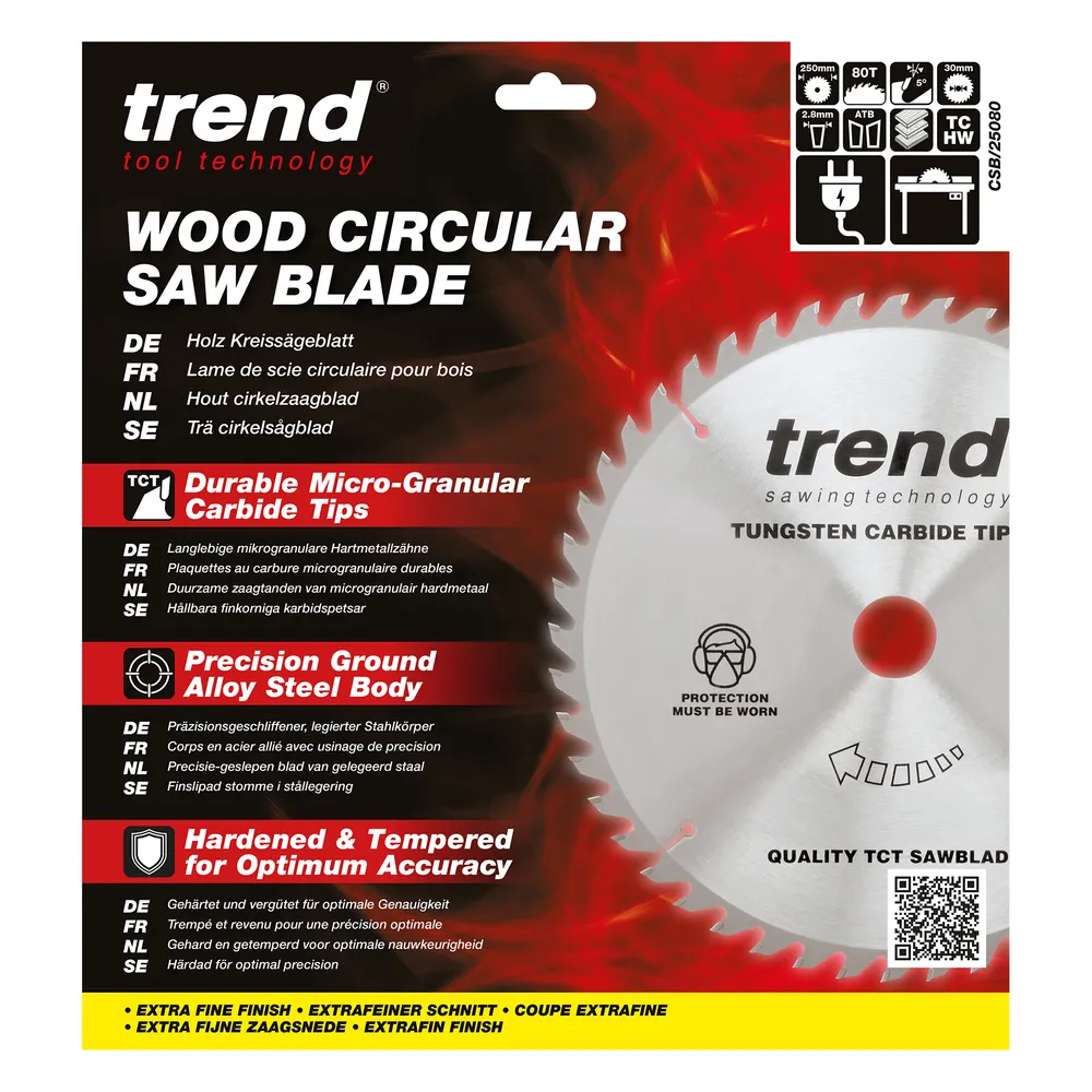 Trend Trä- Cirkelsågsklinga 250mm x 30mm x 80T