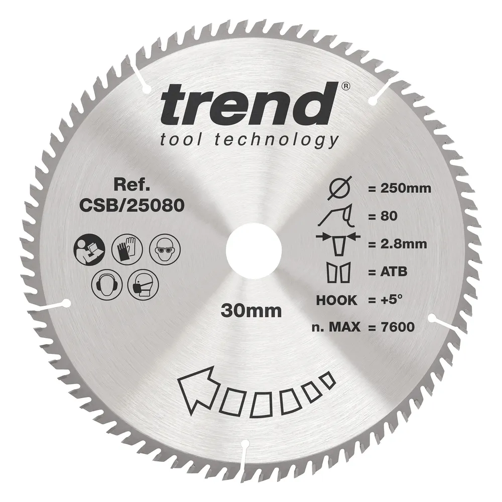 Trend Trä- Cirkelsågsklinga 250mm x 30mm x 80T