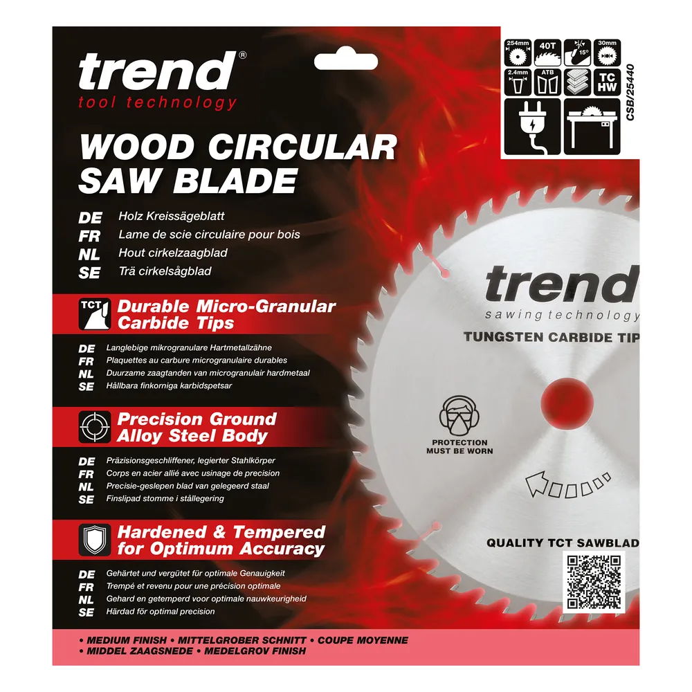 Trend Trä- Cirkelsågsklinga 254mm x 30mm x 40T