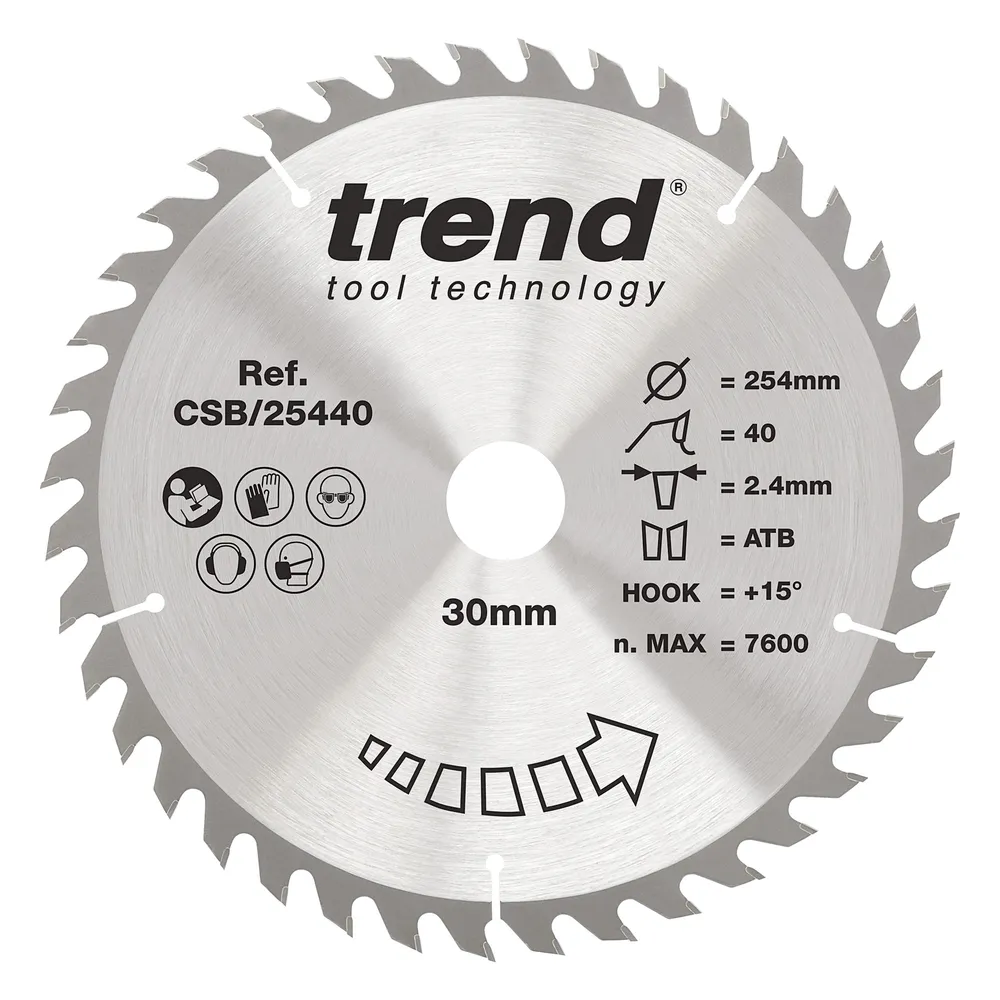 Trend Trä- Cirkelsågsklinga 254mm x 30mm x 40T