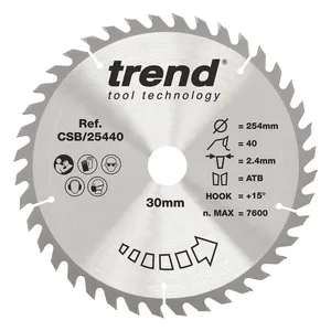 Trend Trä- Cirkelsågsklinga 254mm x 30mm x 40T