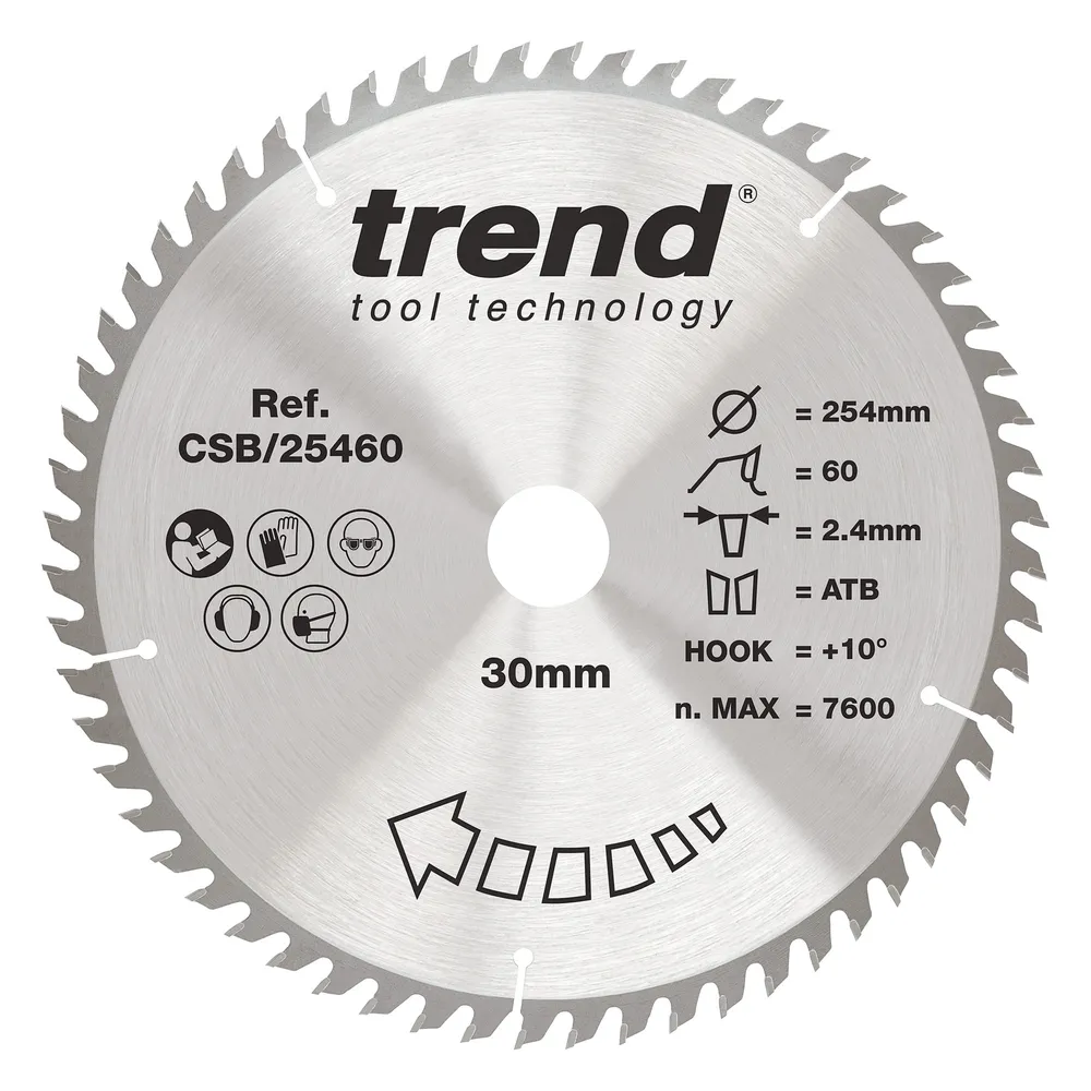 Trend Trä- Cirkelsågsklinga 254mm x 30mm x 60T