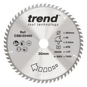 Trend Trä- Cirkelsågsklinga 254mm x 30mm x 60T
