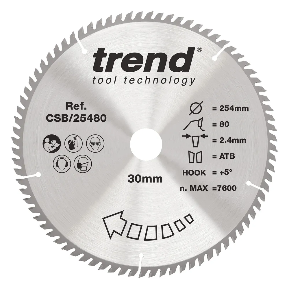 Trend Trä- Cirkelsågsklinga 254mm x 30mm x 80T