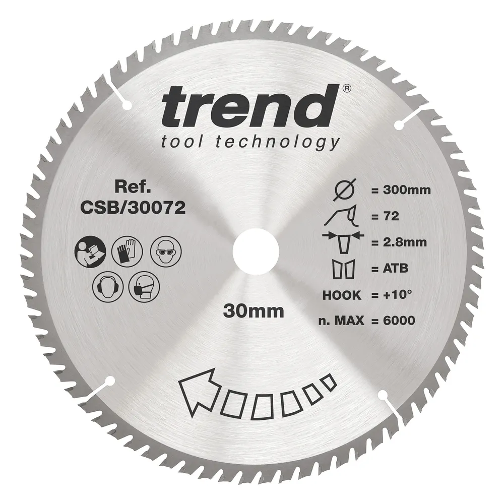 Trend Trä- Cirkelsågsklinga 300mm x 30mm x 72T