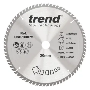 Trend Trä- Cirkelsågsklinga 300mm x 30mm x 72T