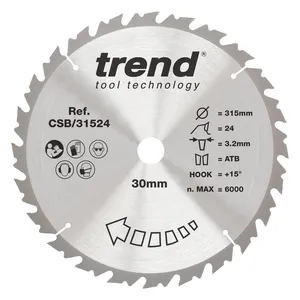 Trend Trä- Cirkelsågsklinga 315mm x 30mm x 24T