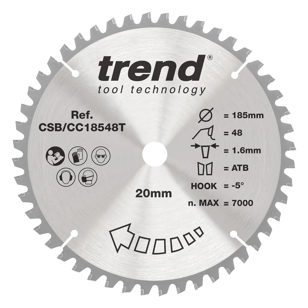 Trend Trä- Batteri- Kap & Gersåg- Sågklinga 185mm x 20mm x 48T
