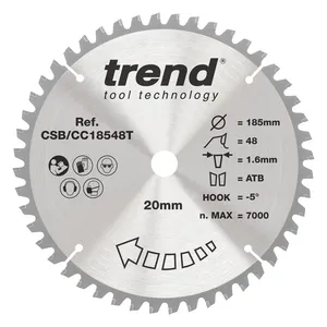 Trend Trä- Batteri- Kap & Gersåg- Sågklinga 185mm x 20mm x 48T